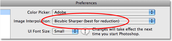 The 'Image Interpolation' option in Photoshop CS3. Image © 2009 Photoshop Essentials.com