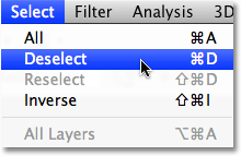 Deselecting the selection in Photoshop. Image © 2009 Photoshop Essentials.com
