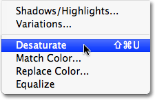 The Desaturate command in Photoshop. Image © 2009 Photoshop Essentials.com