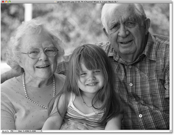 The final black and white conversion in Photoshop using the Channel Mixer. Image © 2010 Photoshop Essentials.com