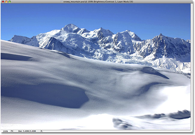 The image after increasing contrast with the Brightness/Contrast command. Image © 2009 Photoshop Essentials.com