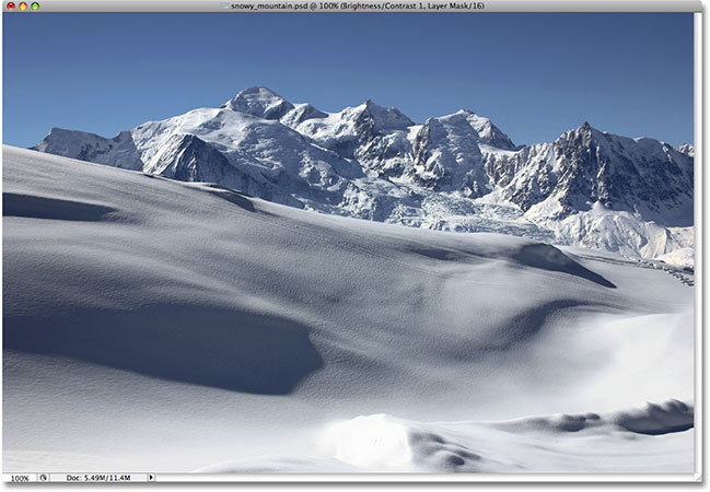 The image after increasing the Contrast value to +70. Image © 2009 Photoshop Essentials.com
