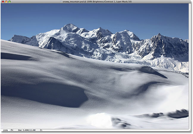The image after increasing the Contrast value to +100 in Photoshop CS3. Image © 2009 Photoshop Essentials.com