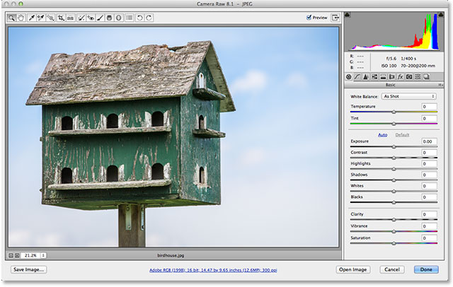 The image has been cropped in Camera Raw. Image © 2013 Steve Patterson, Photoshop Essentials.com