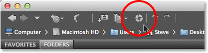 The Open in Camera Raw icon in Adobe Bridge CC. Image © 2013 Steve Patterson, Photoshop Essentials.com