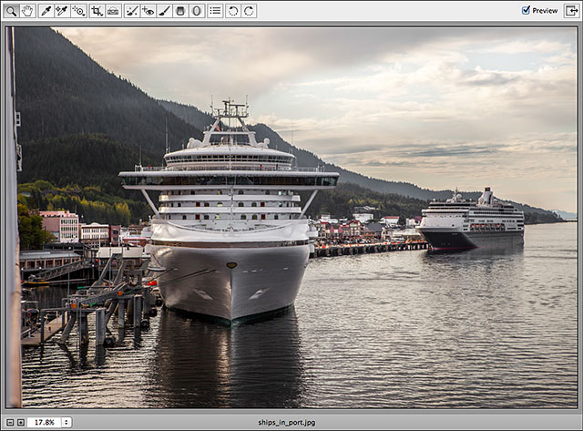 The image after straightening it with the Straighten Tool in Camera Raw. Image © 2013 Steve Patterson, Photoshop Essentials.com