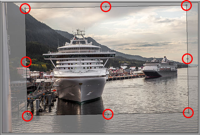 Resizing the crop box in Camera Raw. Image © 2013 Steve Patterson, Photoshop Essentials.com