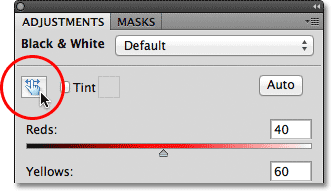 The slider icon in the top left of the Adjustments panel in Photoshop. Image © 2012 Photoshop Essentials.com