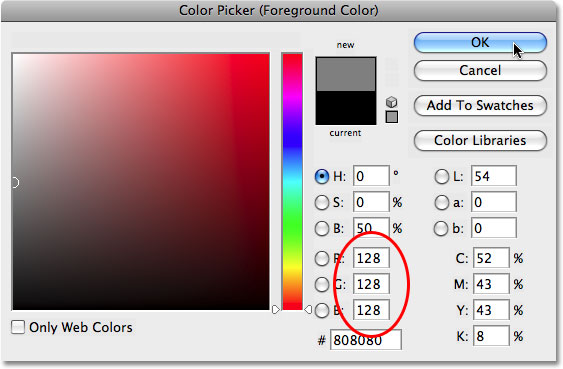 The Color Picker in Photoshop. Image © 2008 Photoshop Essentials.com.