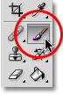 Selecting the Brush Tool from the Tools palette in Photoshop. Image © 2010 Photoshop Essentials.com