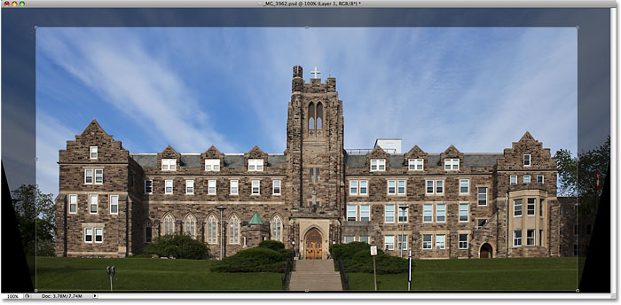 Drawing a cropping border with the Crop Tool in Photoshop. Image © 2009 Photoshop Essentials.com