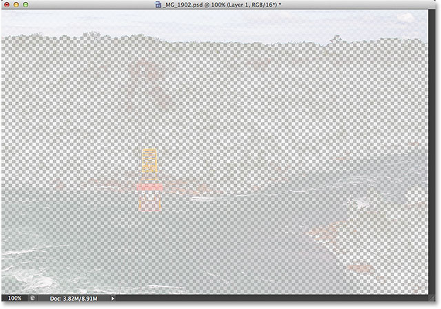 The pixels that were selected by the luminosity mask. Image © 2013 Steve Patterson, Photoshop Essentials.com.