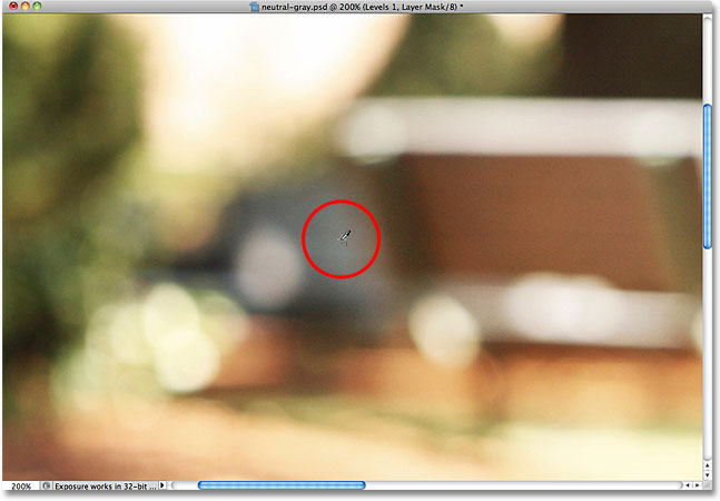 Clicking on the gray point marker in the image. Image © 2010 Photoshop Essentials.com