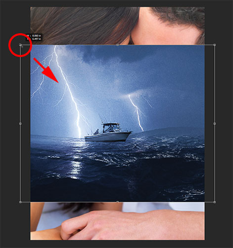 Resizing the photo with the Free Transform command in Photoshop CS6. Image © 2013 Photoshop Essentials.com