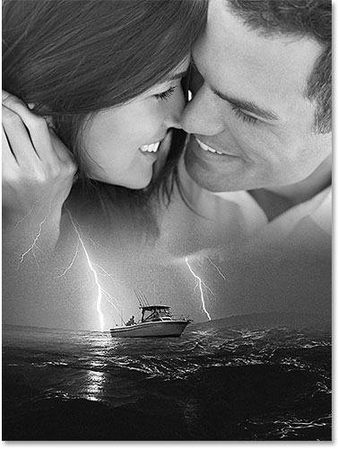 The black and white version of the composite image. Image © 2013 Photoshop Essentials.com