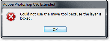 A Photoshop CS6 warning dialog box. Image © 2013 Photoshop Essentials.com