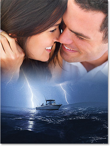 The two photos are now blended together in Photoshop. Image © 2013 Photoshop Essentials.com