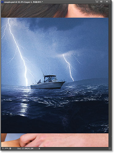 Both photos are now in the same document. Image © 2013 Photoshop Essentials.com