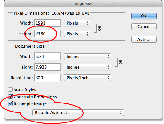 The second photo has a larger height value of 3200 pixels. Image © 2014 Photoshop Essentials.com