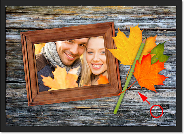 The entire Free Transform box is now visible on screen. Image © 2014 Photoshop Essentials.com.
