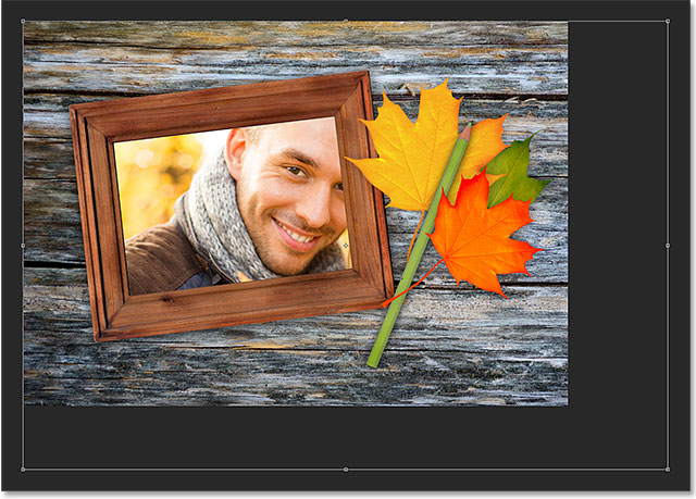 The entire Free Transform box is now visible on screen. Image © 2014 Photoshop Essentials.com.
