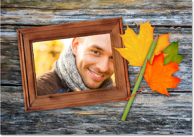 The effect after pasting the second image into the selection. Image © 2014 Photoshop Essentials.com.