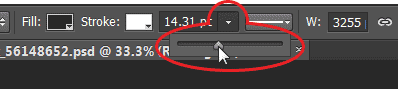 Resizing the stroke in the Layers panel. Image © 2013 Photoshop Essentials.com
