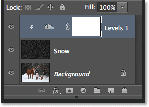 The Layers panel showing the Levels adjustment layer. Image © 2013 Photoshop Essentials.com