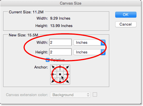 Adding canvas space around the image. Image © 2014 Photoshop Essentials.com.