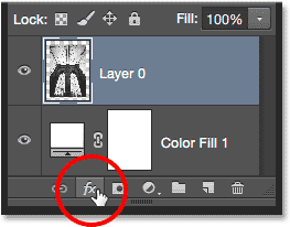 Clicking the Layer Styles icon. Image © 2014 Photoshop Essentials.com.