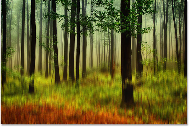 The image after drawing the gradient on the Smart Filter layer mask. Image © 2013 Photoshop Essentials.com