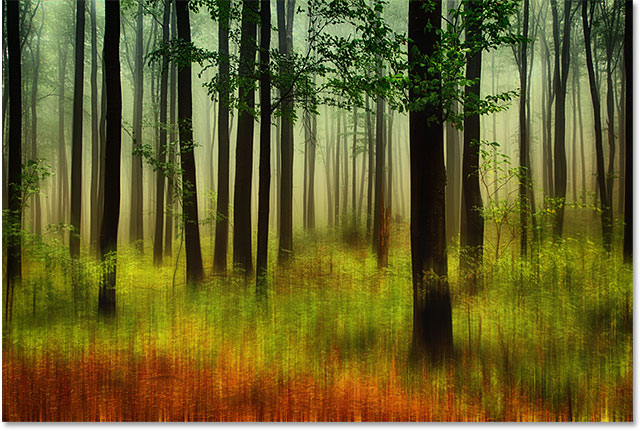 The image after adjusting the motion blur amount and opacity. Image © 2013 Photoshop Essentials.com