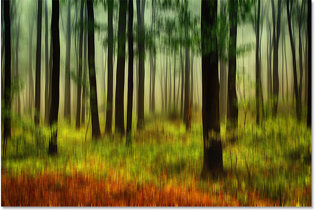 The photo after applying the Motion Blur filter. Image © 2013 Photoshop Essentials.com