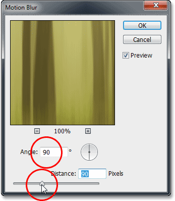 The Motion Blur filter dialog box. Image © 2013 Photoshop Essentials.com