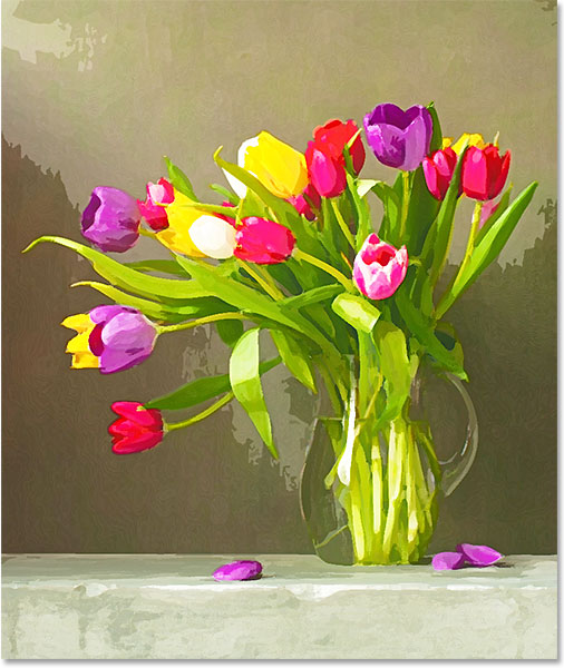 The image with the Dry Brush filter applied and the blend mode set to Screen. Image © 2013 Photoshop Essentials.com