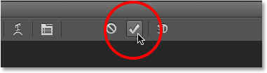 Clicking the checkmark to accept the text. 