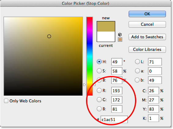 Replacing the white in the gradient with a different color. 