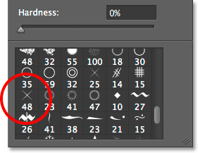 Selecting the Crosshatch 4 brush in the Brush Preset picker. 