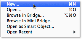 Creating a new document in Photoshop. 