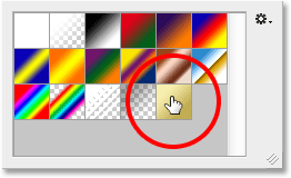 Selecting the custom gold gradient. 