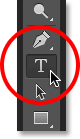 Selecting the Type Tool in Photoshop. 
