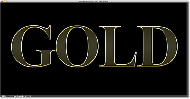 The text after applying a Bevel and Emboss layer style. 