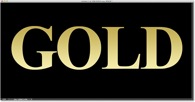 The text after editing and applying the gradient. 