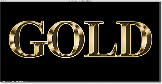 The effect after applying the gold gradient to the stroke. 