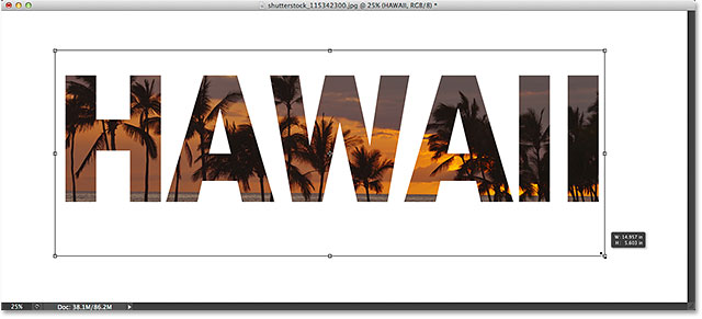 Moving and resizing the text with Free Transform. 