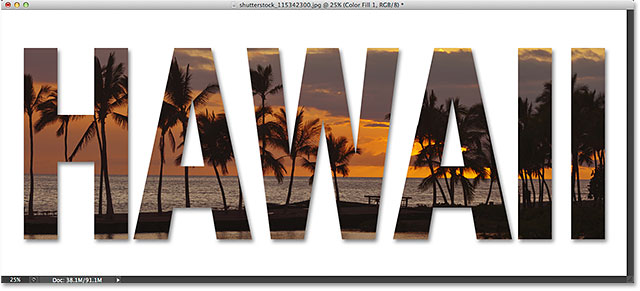 Placing an image inside text with Photoshop CS6 and Photoshop CC (Creative Cloud). 