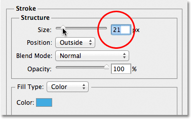Increasing the Size value for the Stroke layer effect in Photoshop.