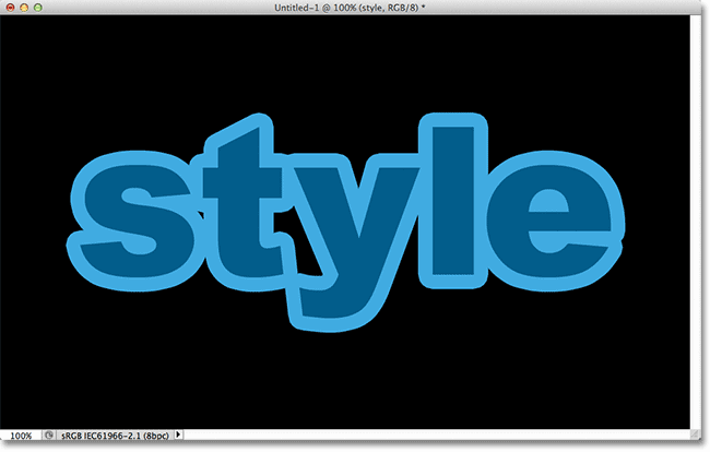 The Photoshop document after adding an initial stroke to the text.