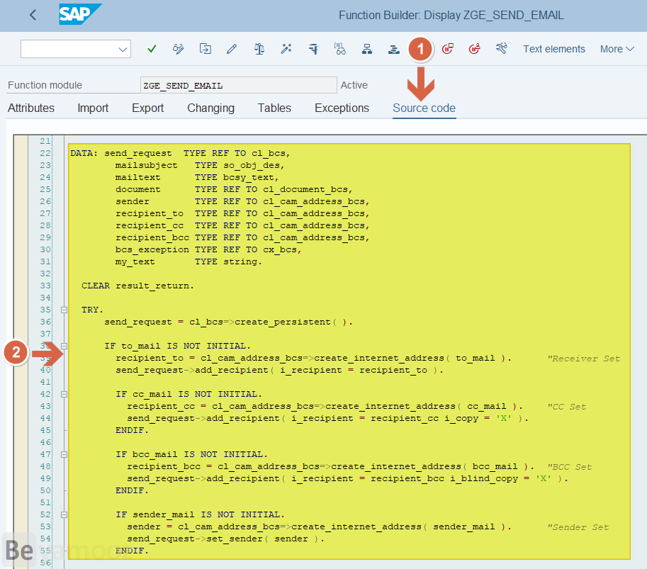 ارسال ایمیل در SAP