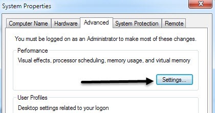 advanced performance settings
